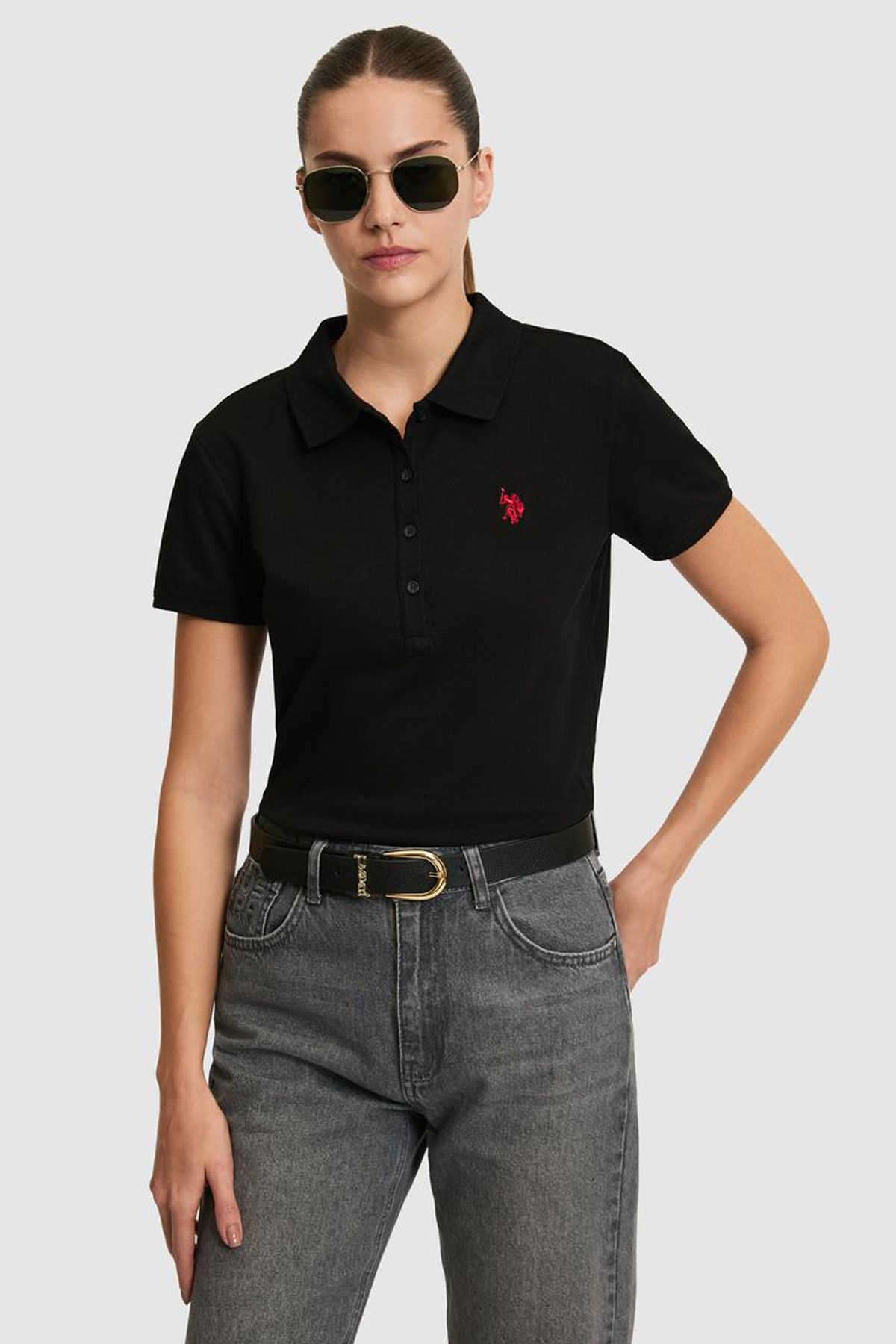 U.S. Polo Assn. Kadın Tişört 50321818-VR046 Siyah