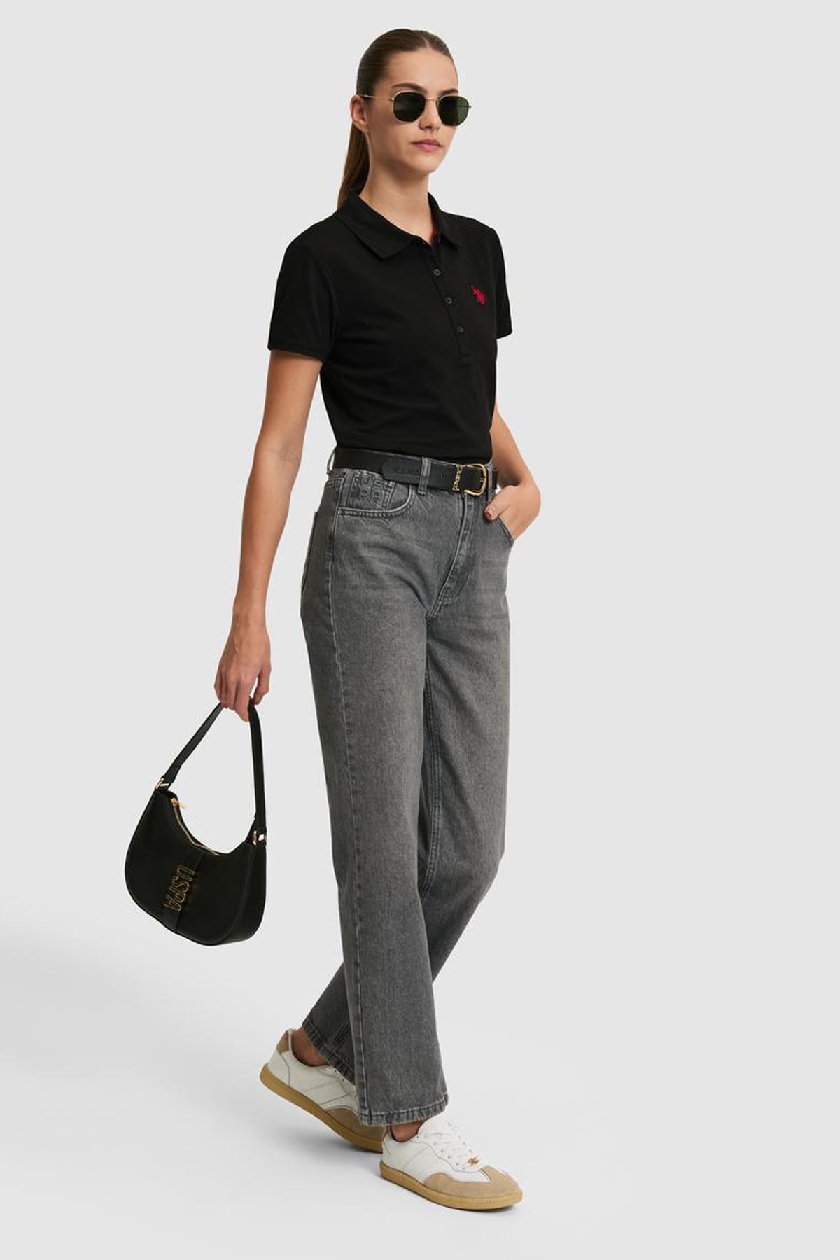 U.S. Polo Assn. Kadın Tişört 50321818-VR046 Siyah
