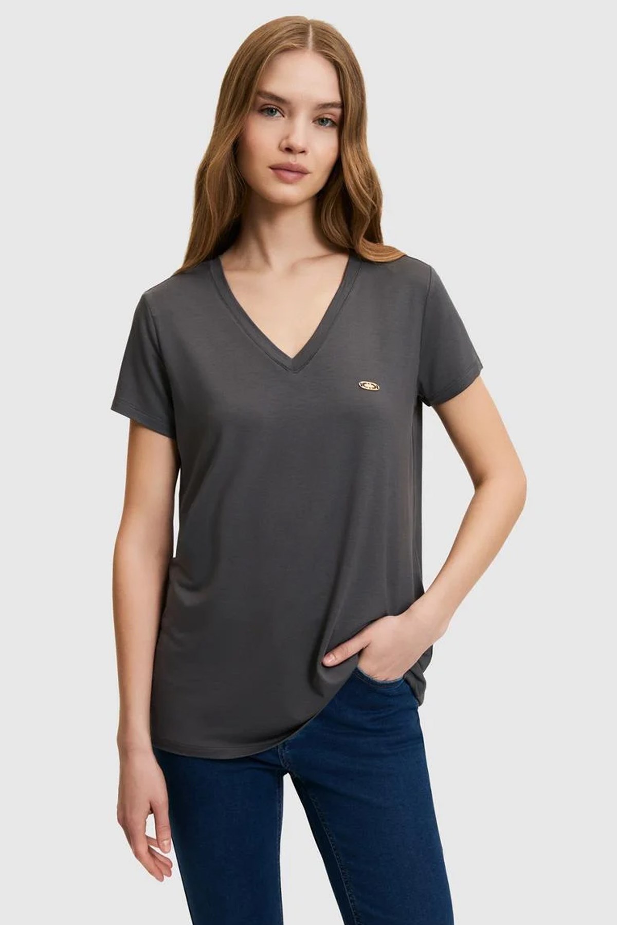 U.S. Polo Assn. Kadın Tişört 50321833-VR006 Antrasit