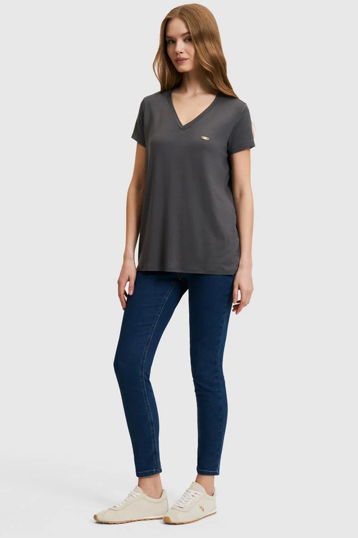 U.S. Polo Assn. Kadın Tişört 50321833-VR006 Antrasit