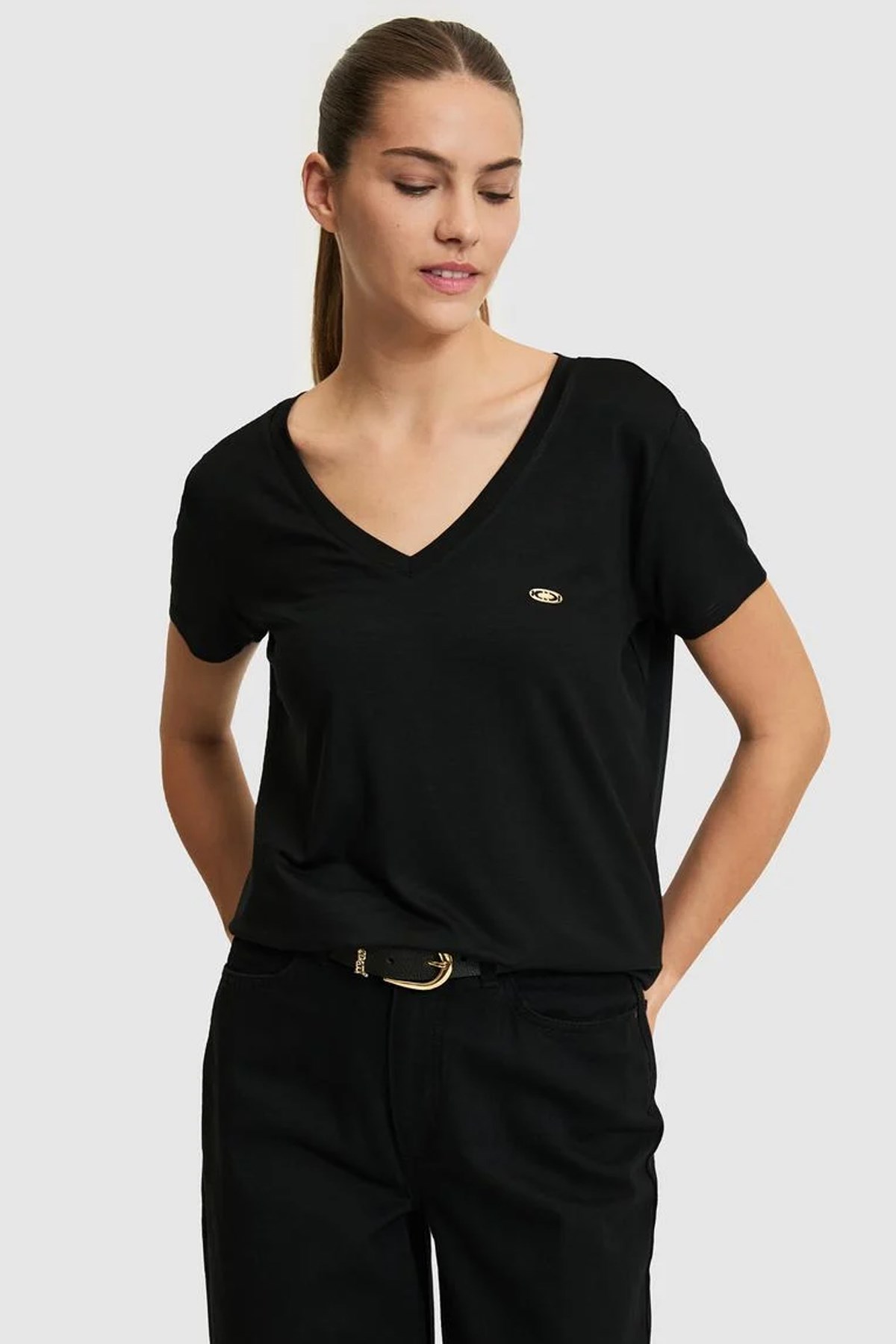 U.S. Polo Assn. Kadın Tişört 50321833-VR046 Siyah