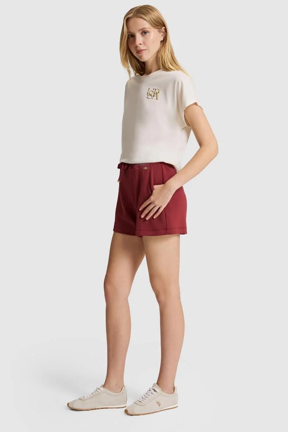 U.S. Polo Assn. Kadın Şort 50322069-VR223 Kırmızı