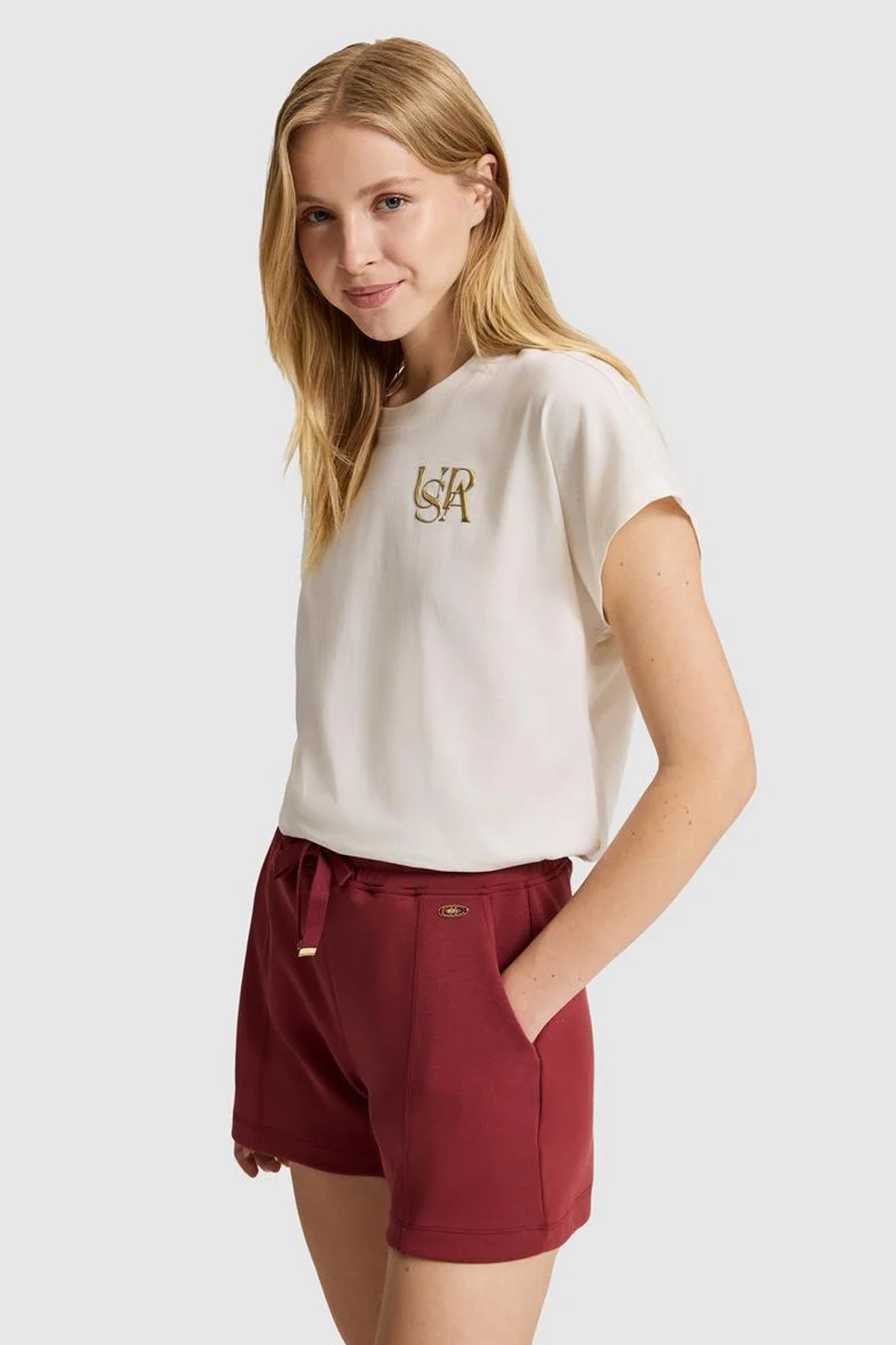 U.S. Polo Assn. Kadın Tişört 50322100-VR256 Beyaz