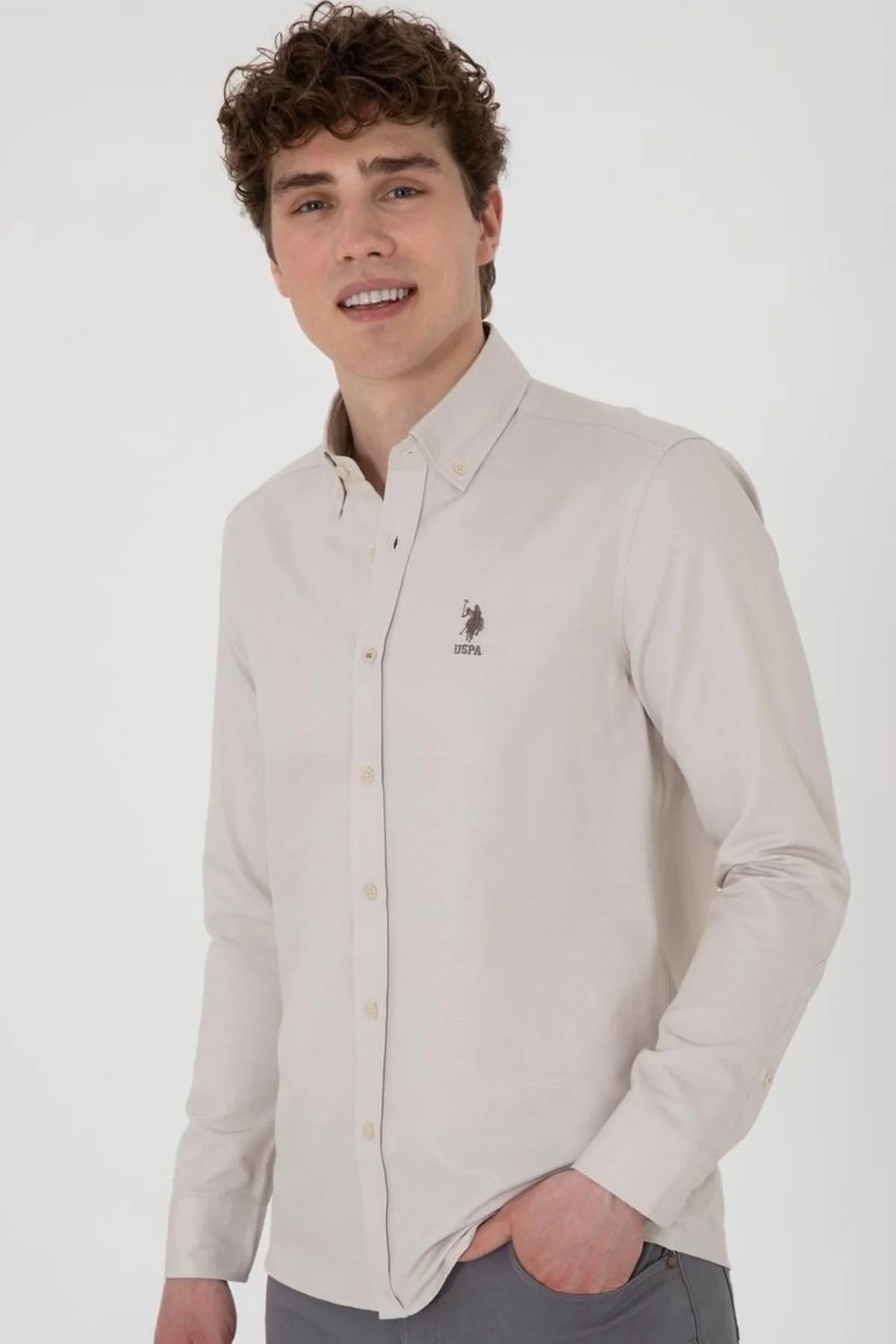 U.S. Polo Assn. Erkek Gömlek 50322159-VR049 Gri