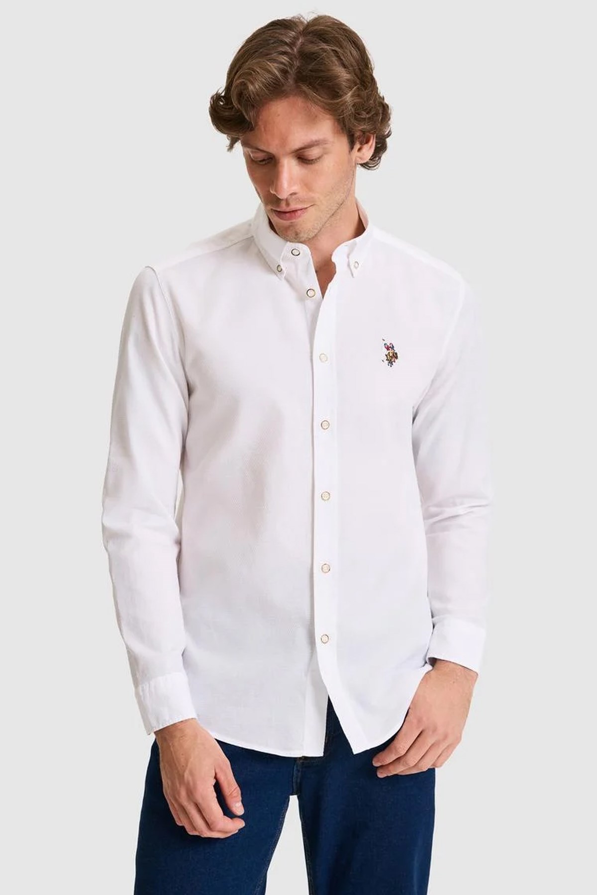 U.S. Polo Assn. Erkek Gömlek 50322343-VR013 Beyaz
