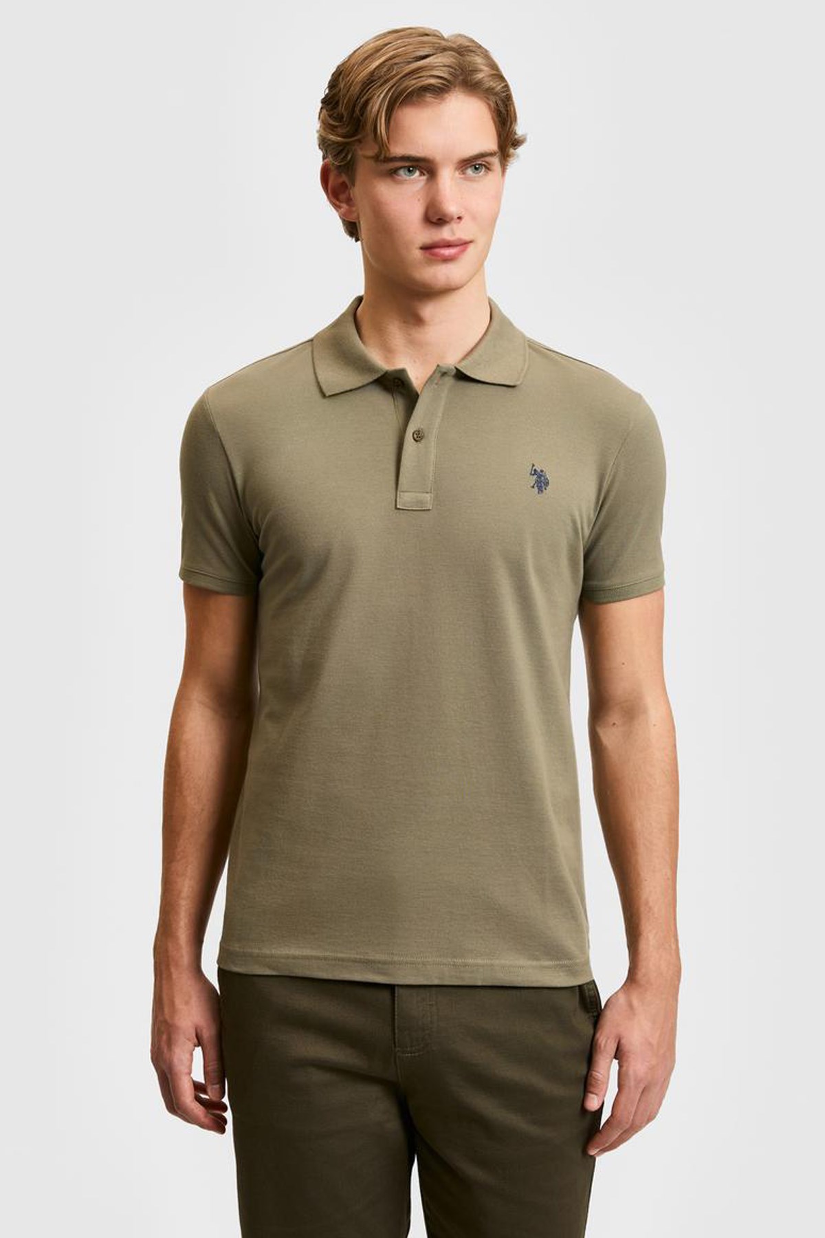 U.S. Polo Assn. Erkek Tişört 50322347-VR027 Haki