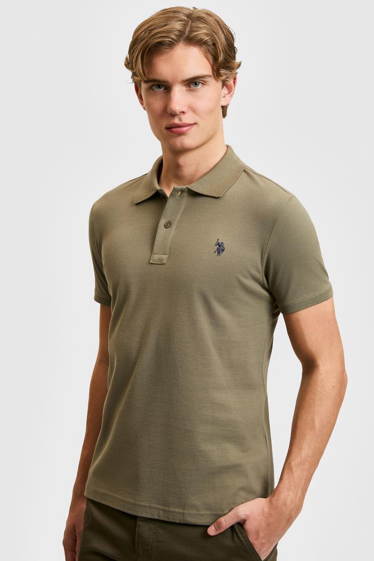 U.S. Polo Assn. Erkek Tişört 50322347-VR027 Haki