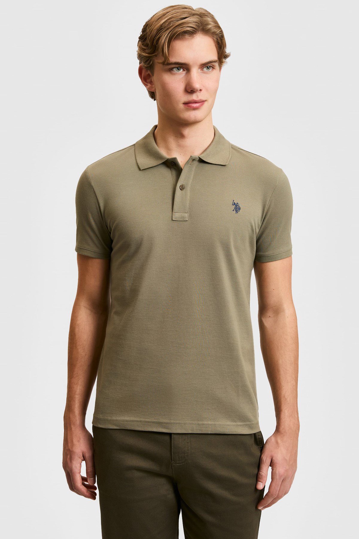 U.S. Polo Assn. Erkek Tişört 50322347-VR027 Haki
