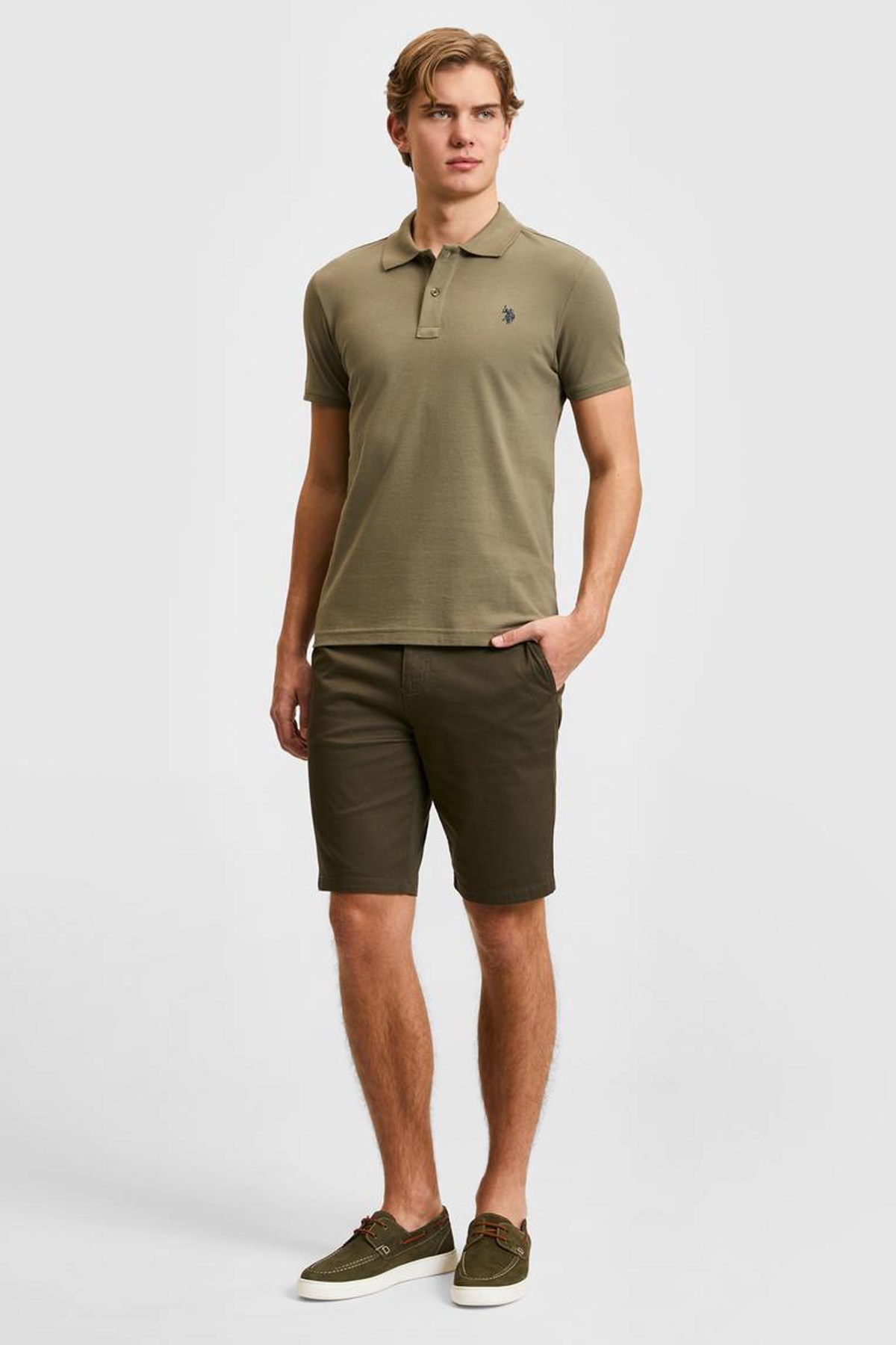U.S. Polo Assn. Erkek Tişört 50322347-VR027 Haki