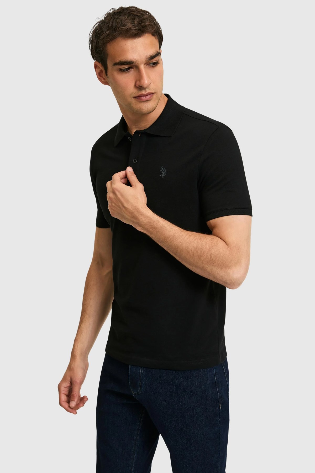 U.S. Polo Assn. Erkek Tişört 50322347-VR046 Siyah
