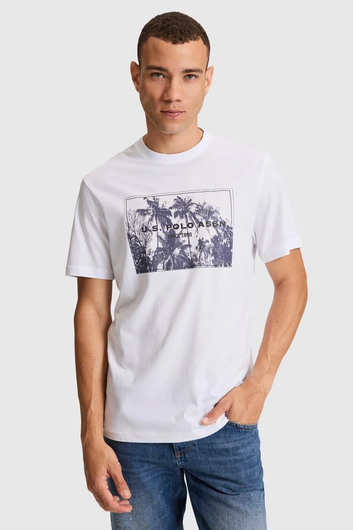 U.S. Polo Assn. Erkek Tişört 50322413-VR013 Beyaz