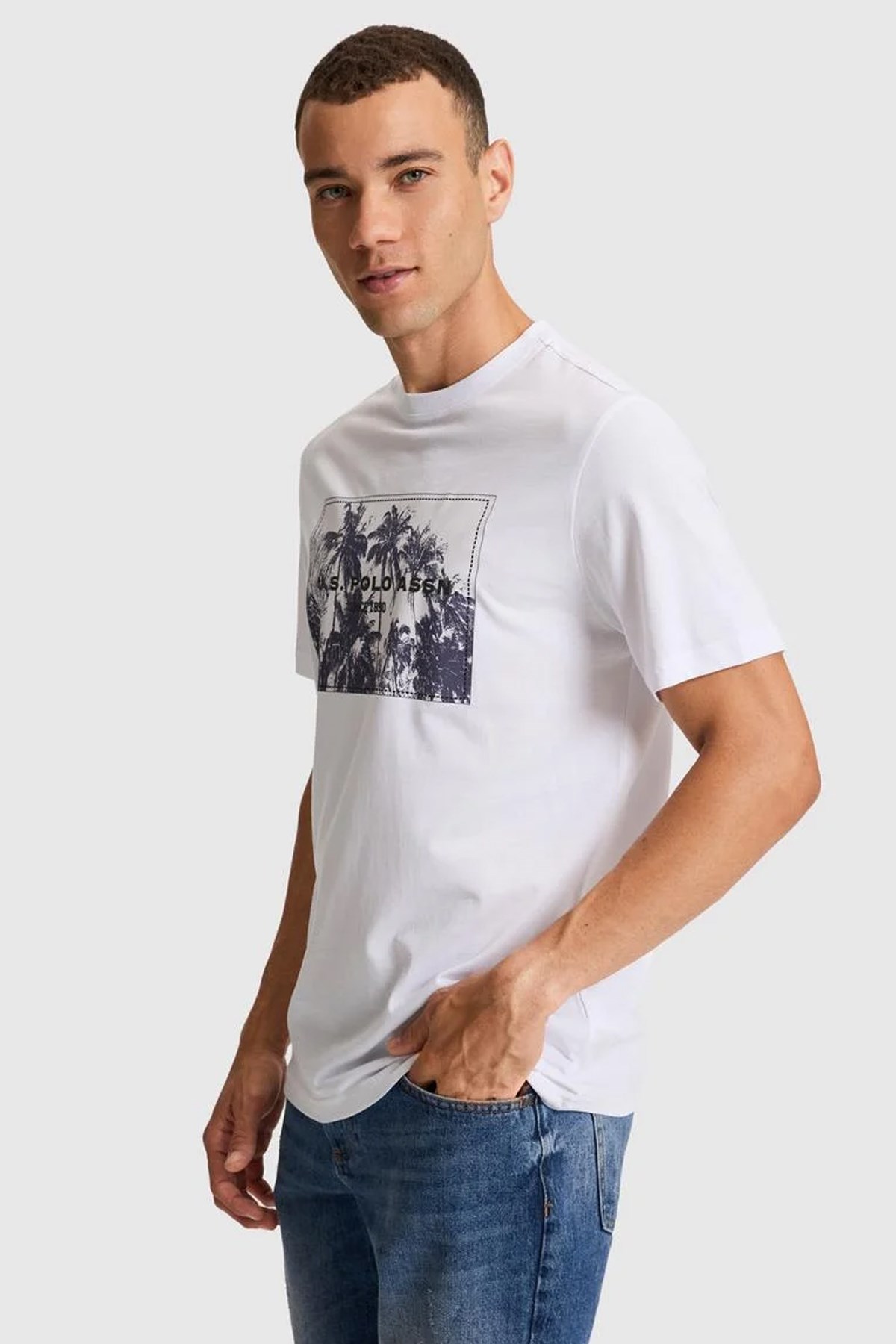U.S. Polo Assn. Erkek Tişört 50322413-VR013 Beyaz