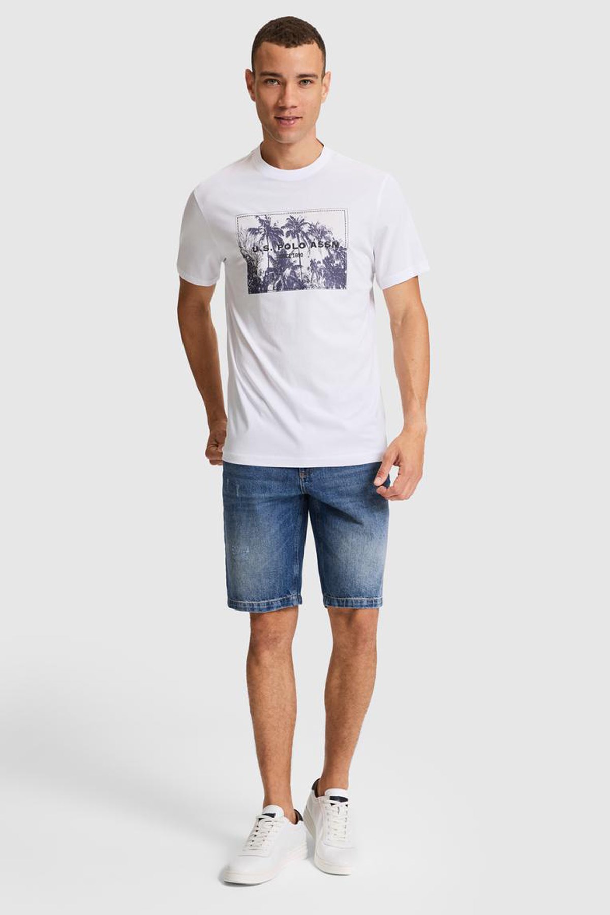U.S. Polo Assn. Erkek Tişört 50322413-VR013 Beyaz