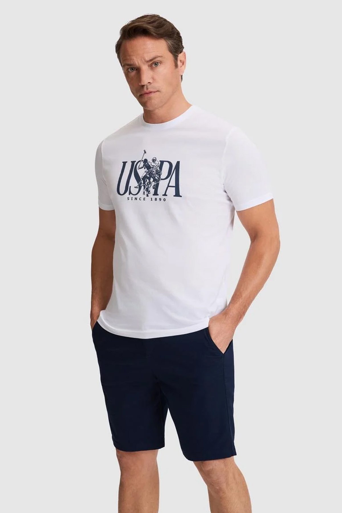 U.S. Polo Assn. Erkek Tişört 50322472-VR013 Beyaz
