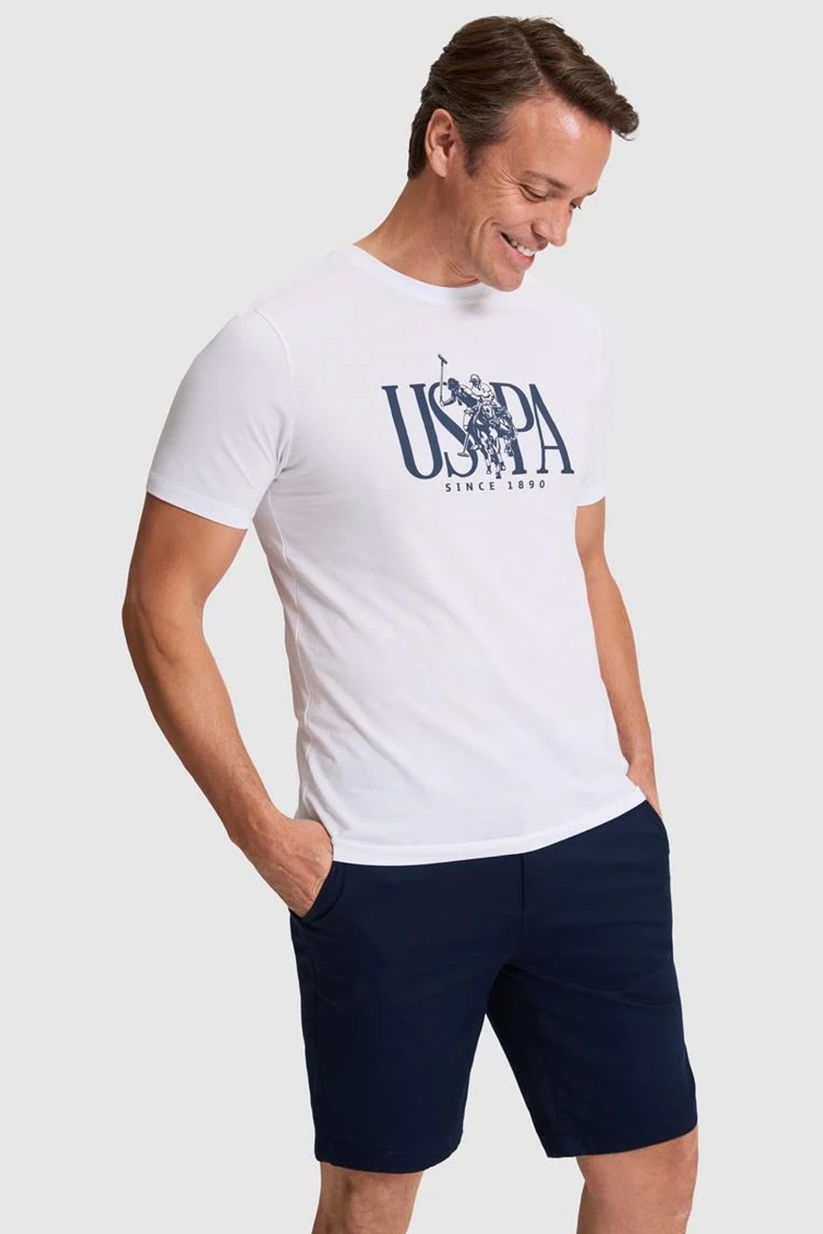 U.S. Polo Assn. Erkek Tişört 50322472-VR013 Beyaz