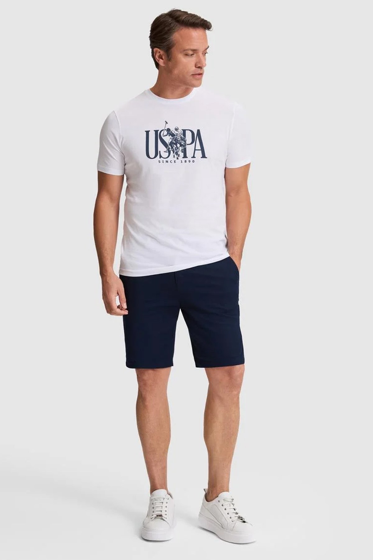 U.S. Polo Assn. Erkek Tişört 50322472-VR013 Beyaz