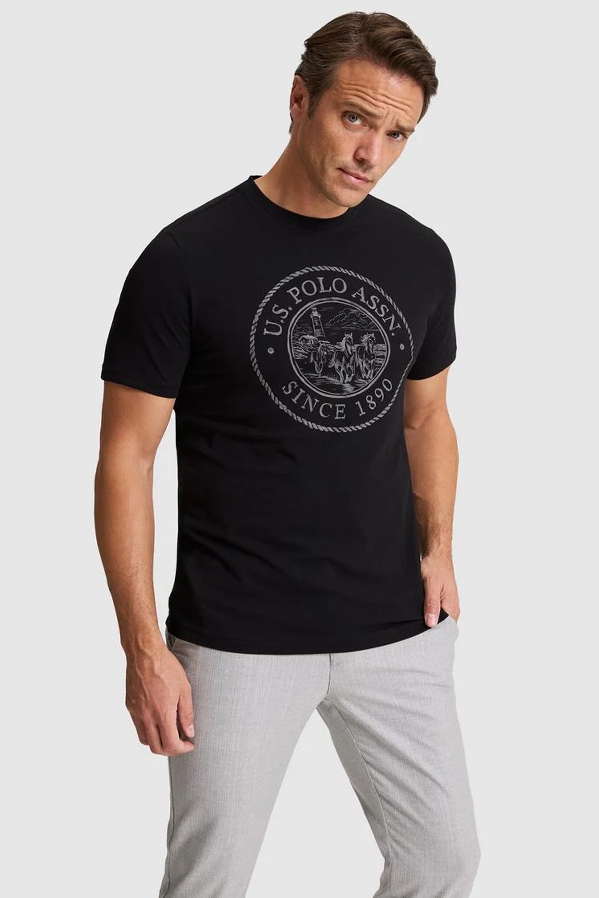 U.S. Polo Assn. Erkek Tişört 50322495-VR046 Siyah