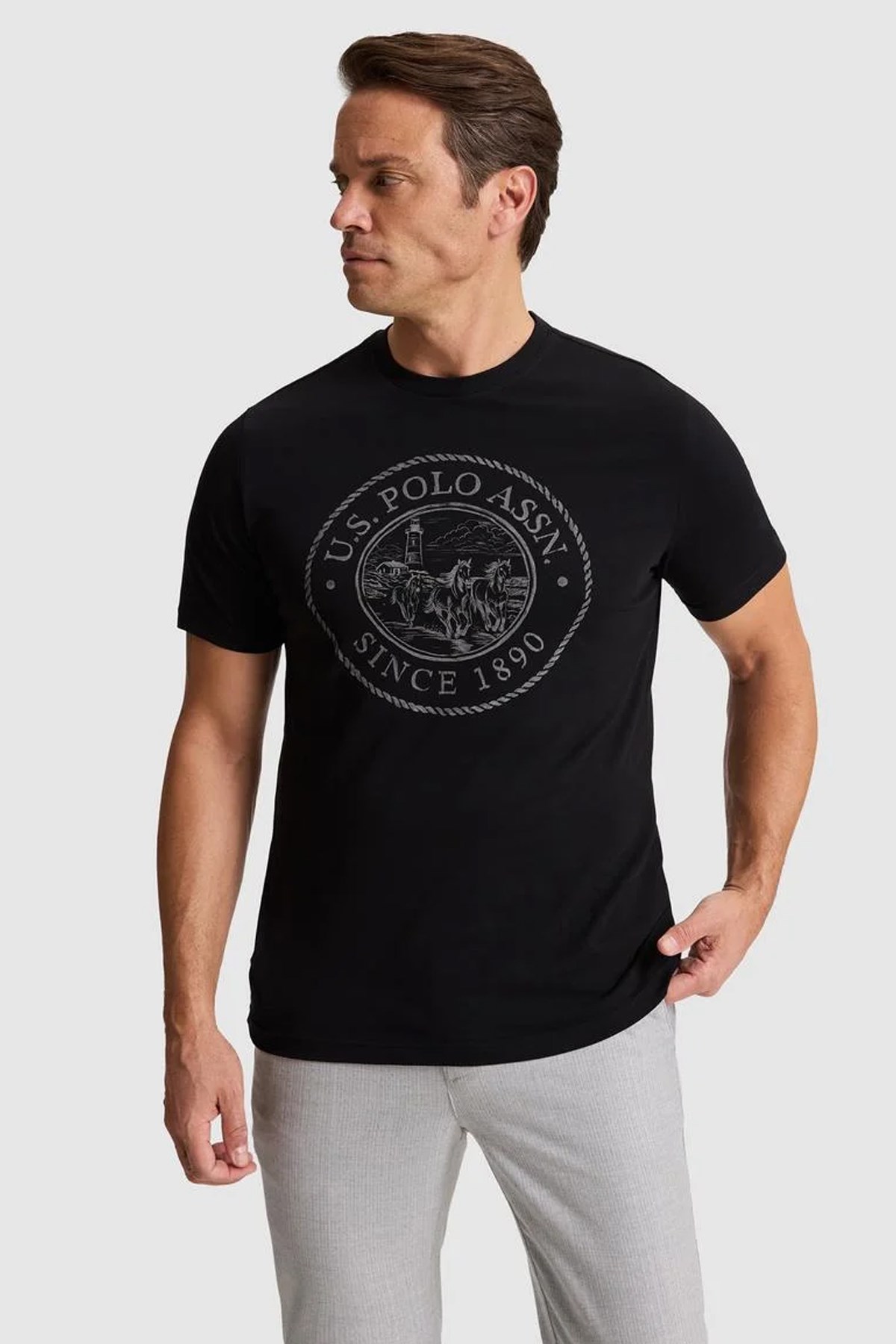 U.S. Polo Assn. Erkek Tişört 50322495-VR046 Siyah