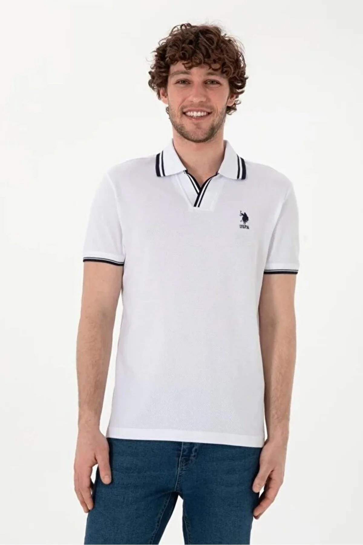 U.S. Polo Assn. Erkek Tişört 50323894-VR013 Beyaz