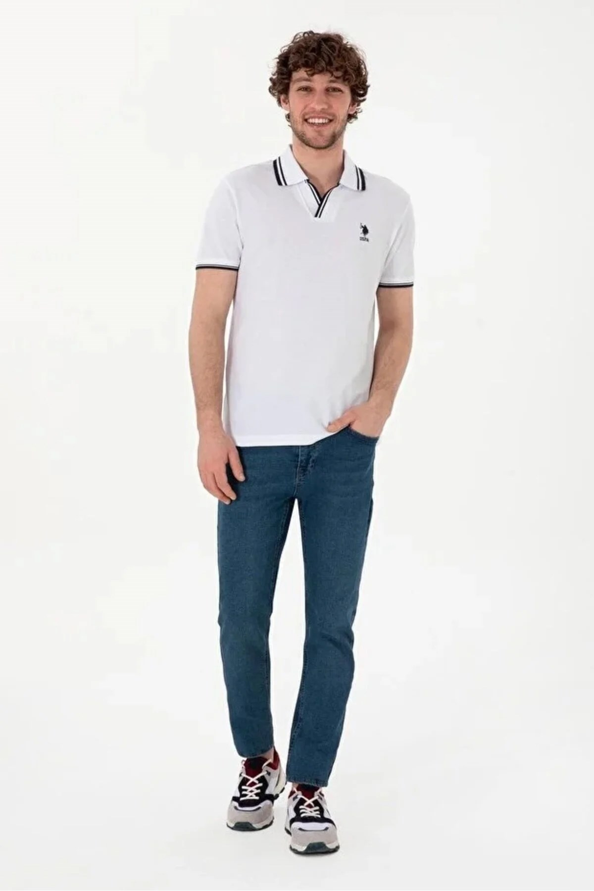 U.S. Polo Assn. Erkek Tişört 50323894-VR013 Beyaz