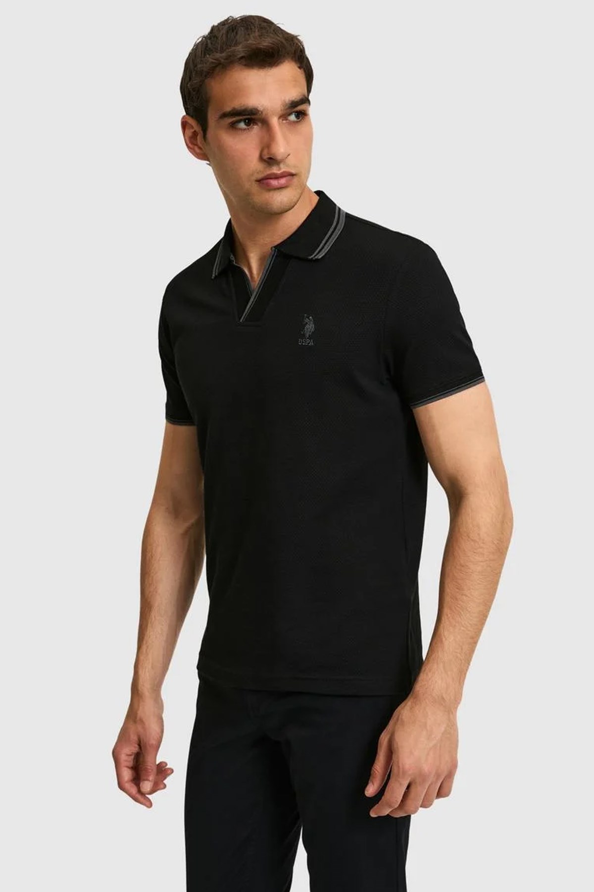 U.S. Polo Assn. Erkek Tişört 50323894-VR046 Siyah