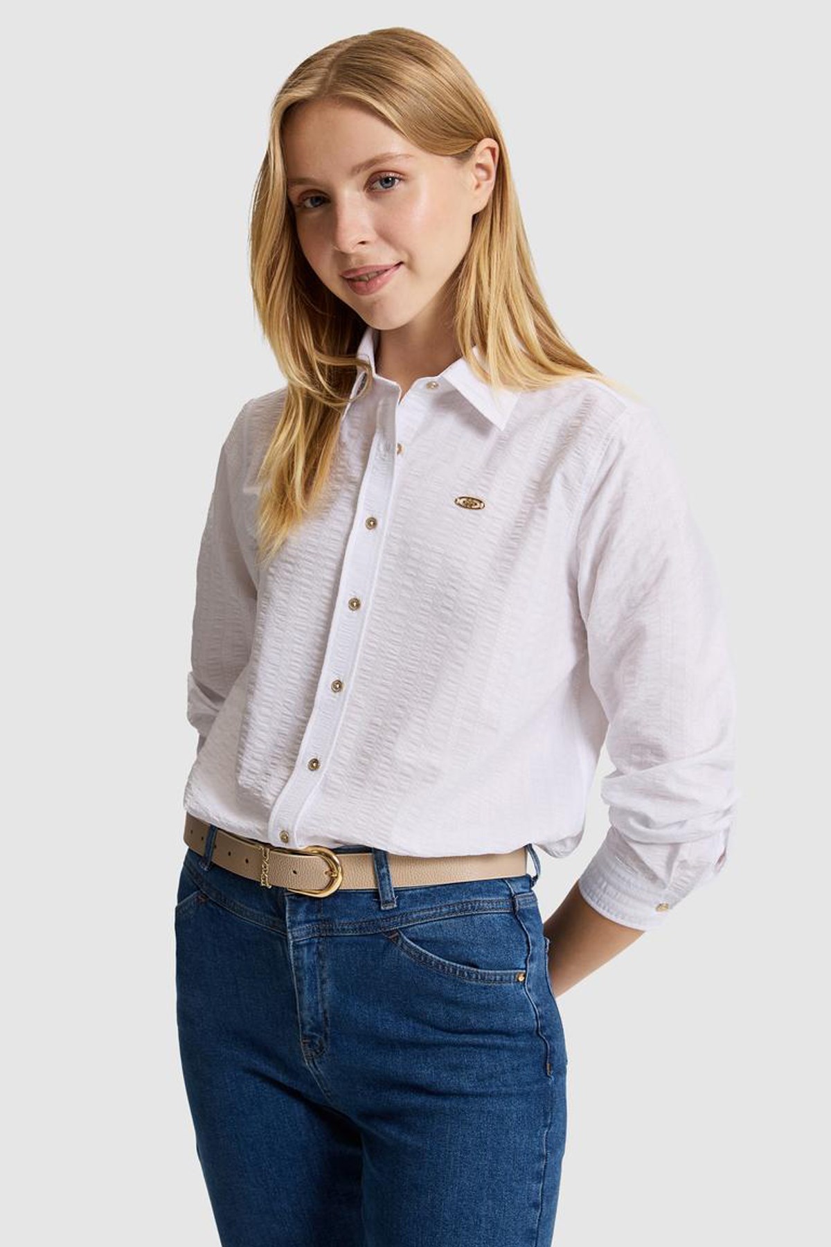 U.S. Polo Assn. Kadın Gömlek 50324107-VR013 Beyaz