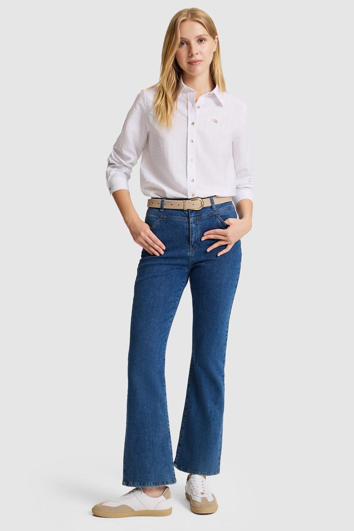 U.S. Polo Assn. Kadın Gömlek 50324107-VR013 Beyaz