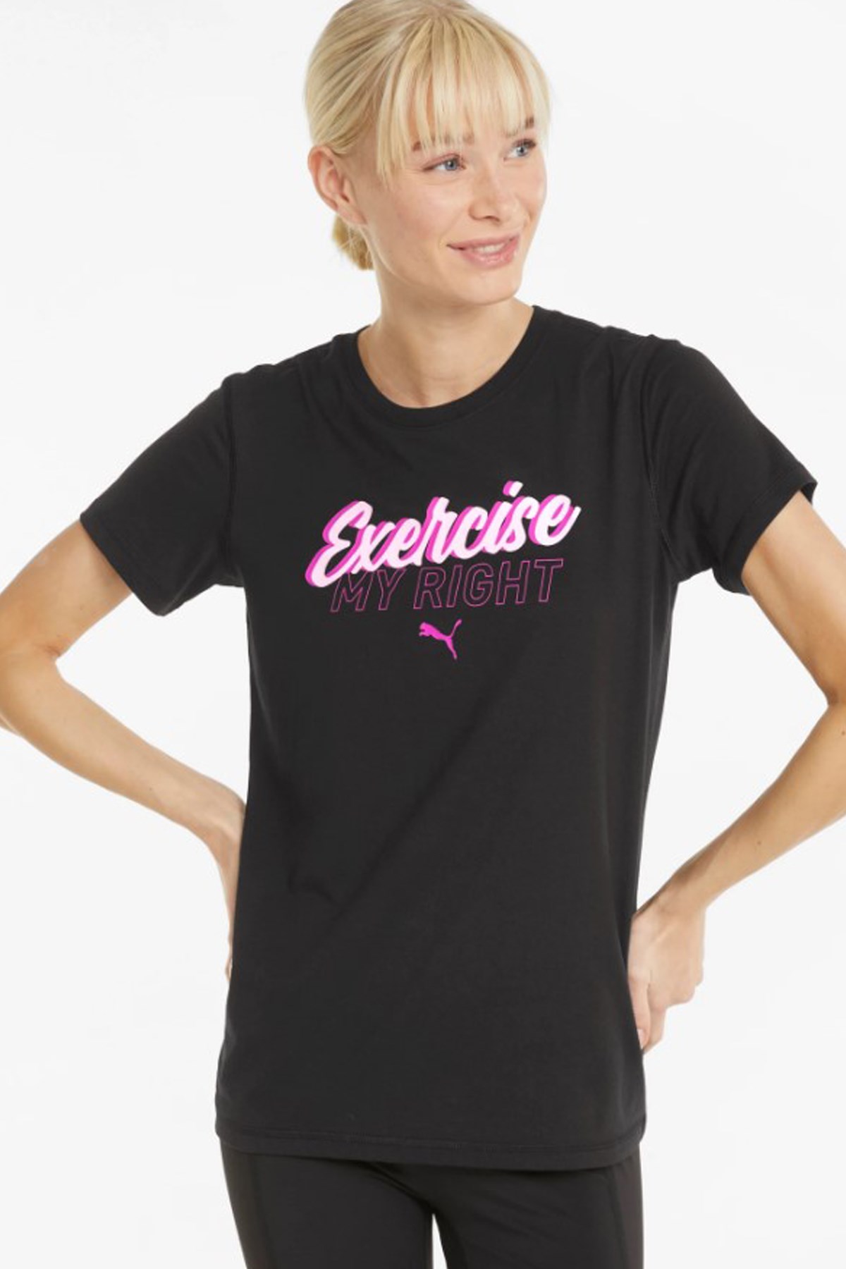 Puma Performance Graphic slogan Kadın Tişört 52163001 Siyah