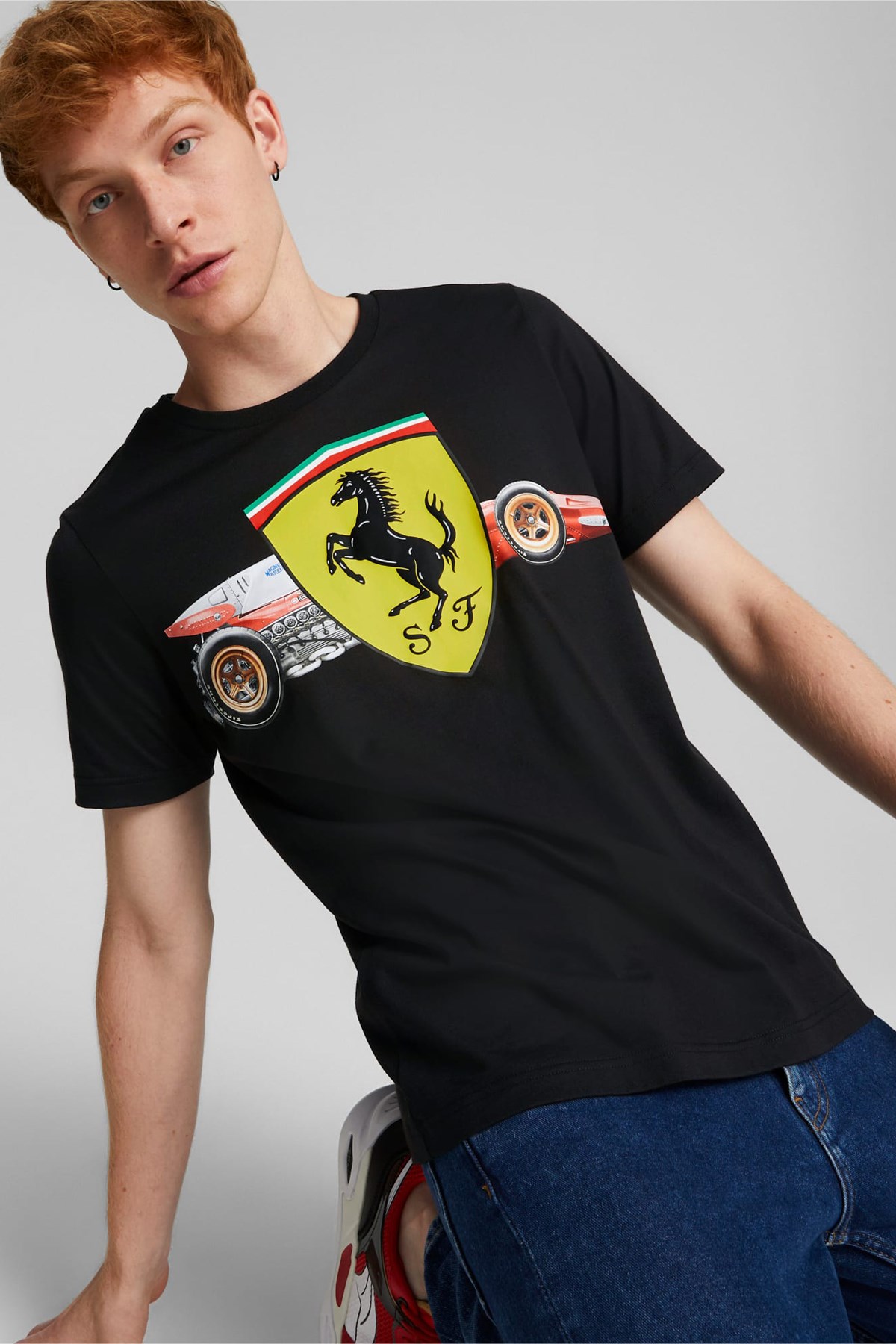 Puma Ferrari Race Her Shield Erkek Tişört 53585101 Siyah