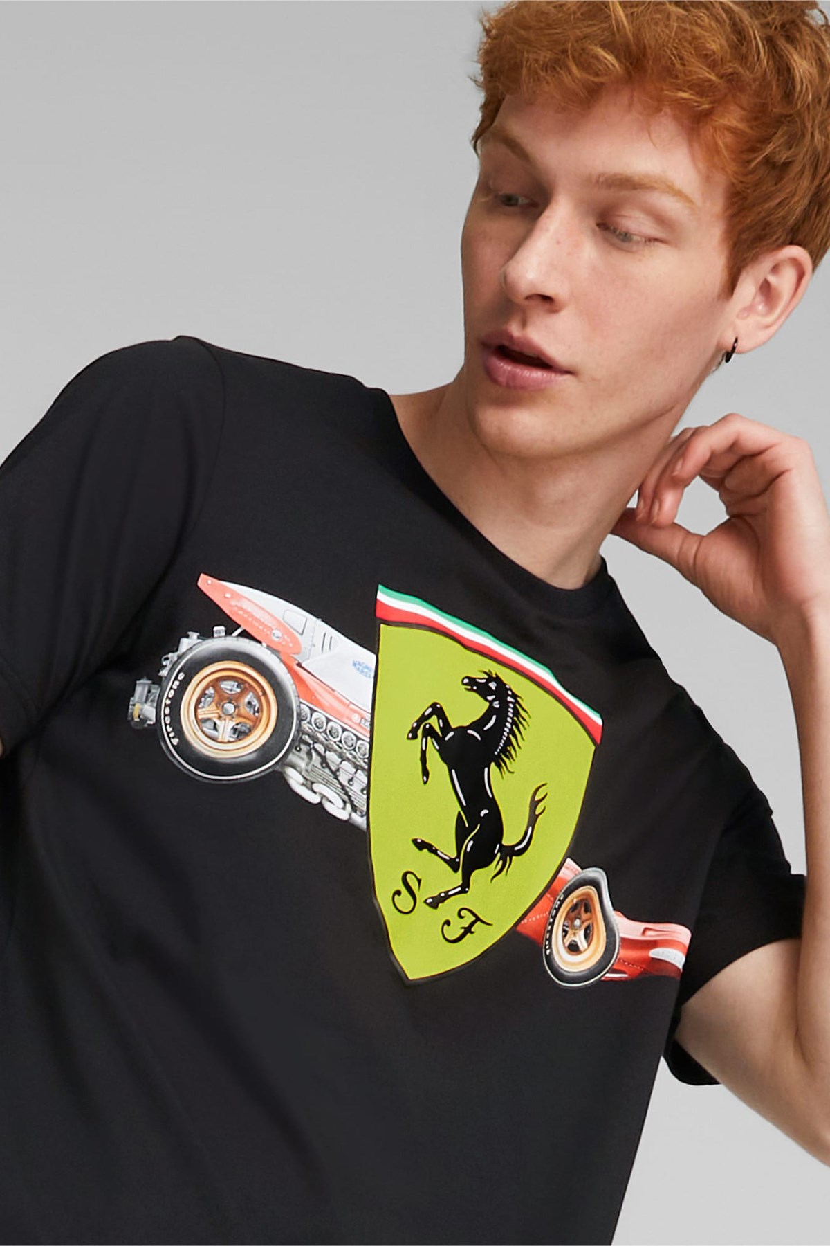 Puma Ferrari Race Her Shield Erkek Tişört 53585101 Siyah