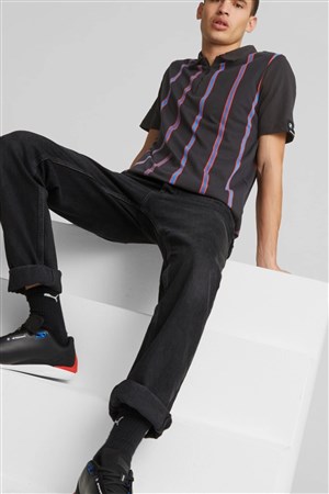 Puma Bmw Mms Striped Erkek Polo Tişört 53813601 Siyah