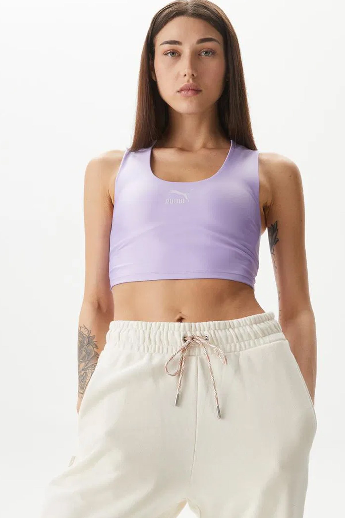 Puma T7 Crop Top Sporcu Sütyeni 53829725 Lila