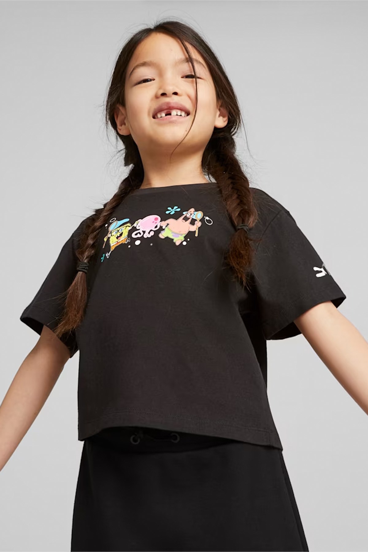 Puma X Spongebob Girls Çocuk Tişört 53867201 Siyah