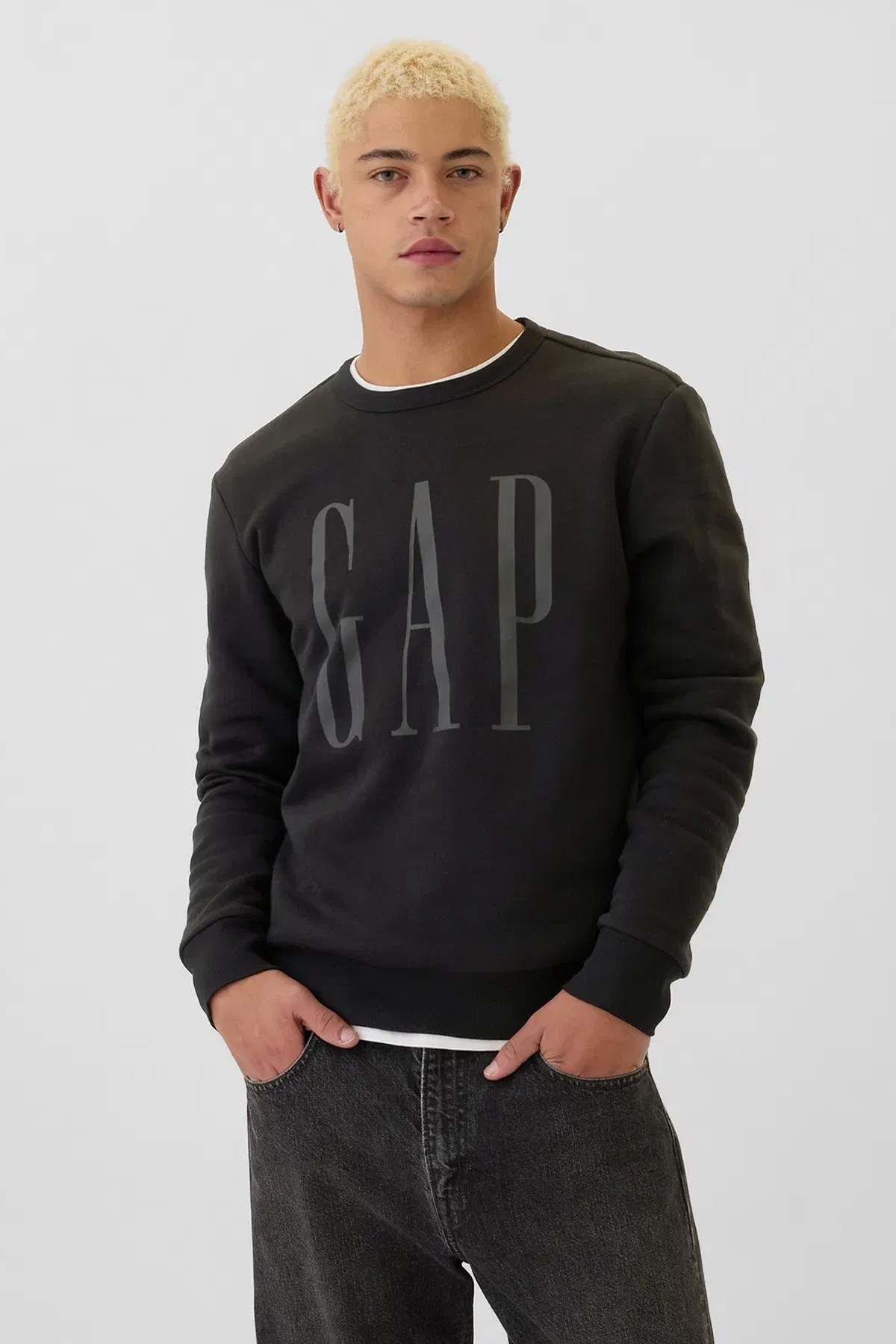 Gap V-Lw Db Fleece Erkek Sweatshirt 542214002 Siyah