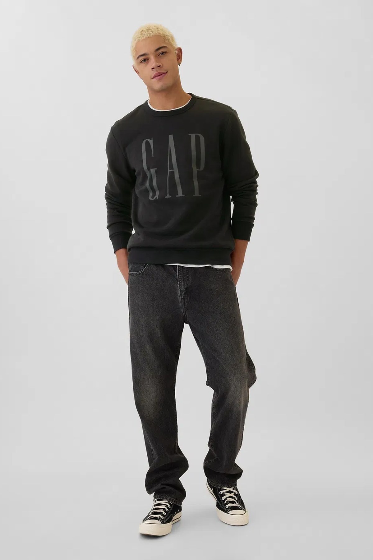 Gap V-Lw Db Fleece Erkek Sweatshirt 542214002 Siyah