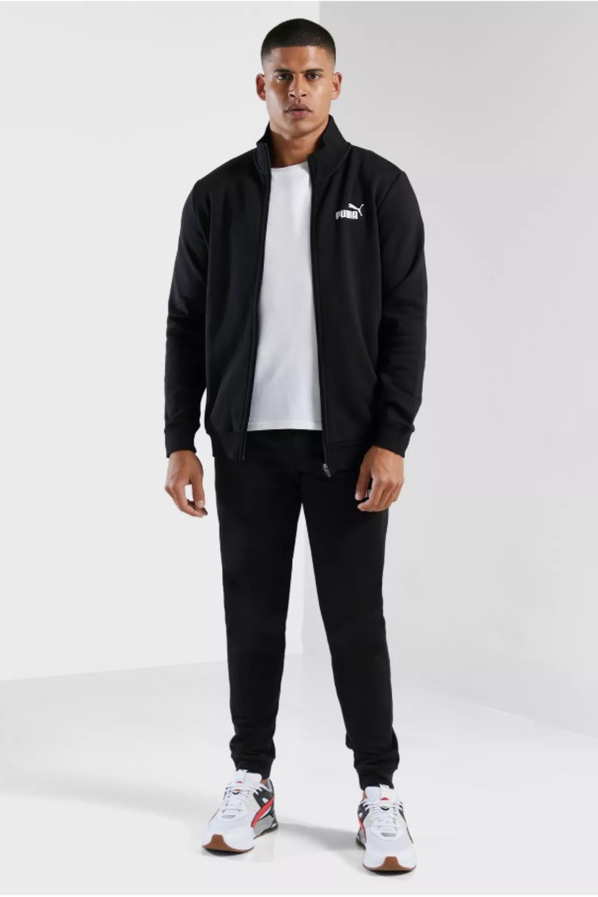 Puma CLean Sweat Suit Fl Erkek Eşofman Takımı 58584101 Siyah
