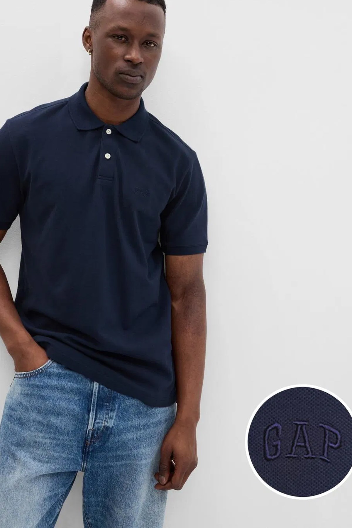 Gap Logo Erkek Polo Yaka Tişört Lacivert