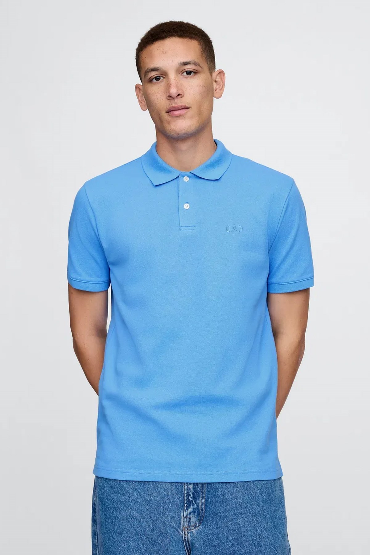 Gap Logo Erkek Polo Yaka Tişört Mavi