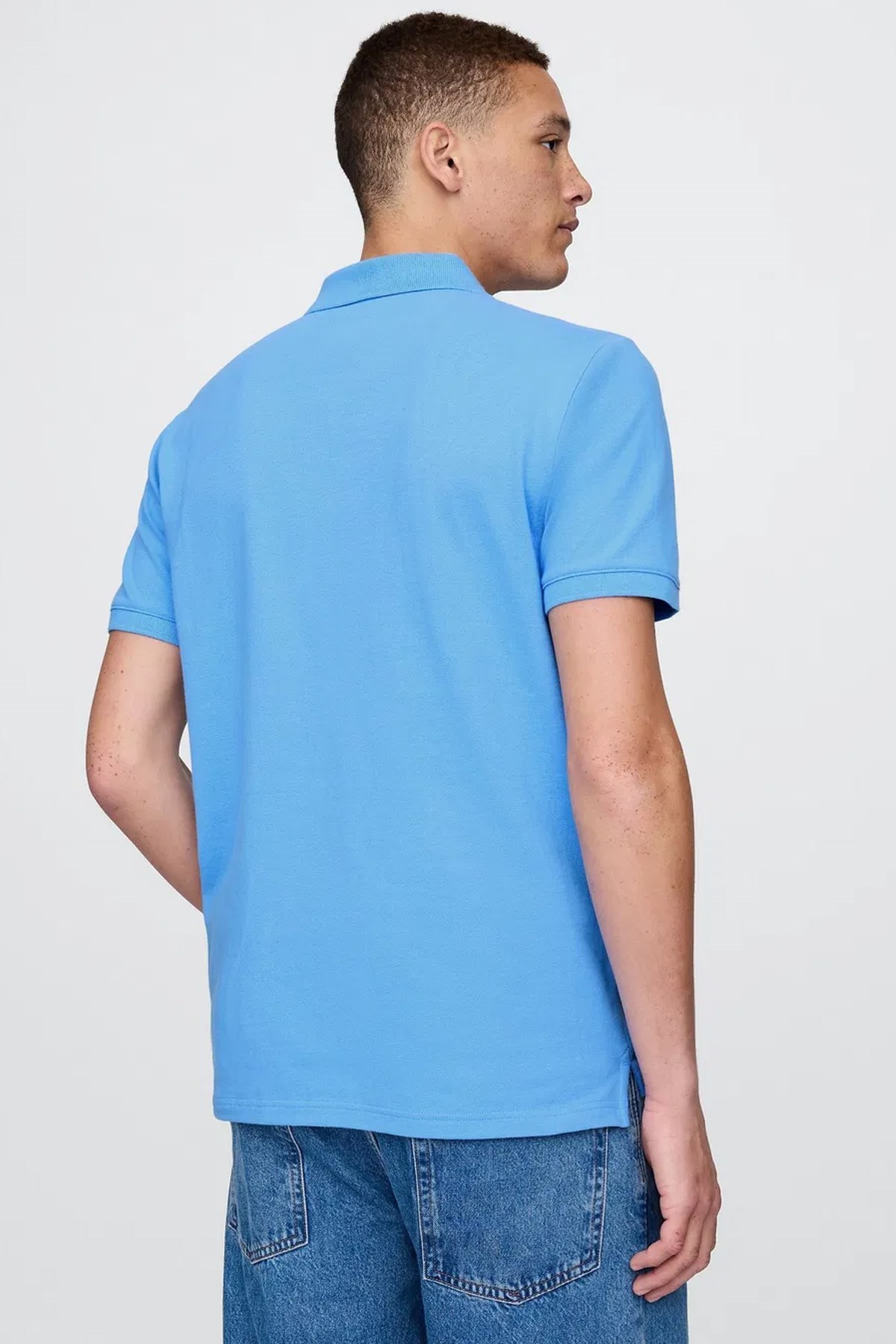 Gap Logo Erkek Polo Yaka Tişört Mavi