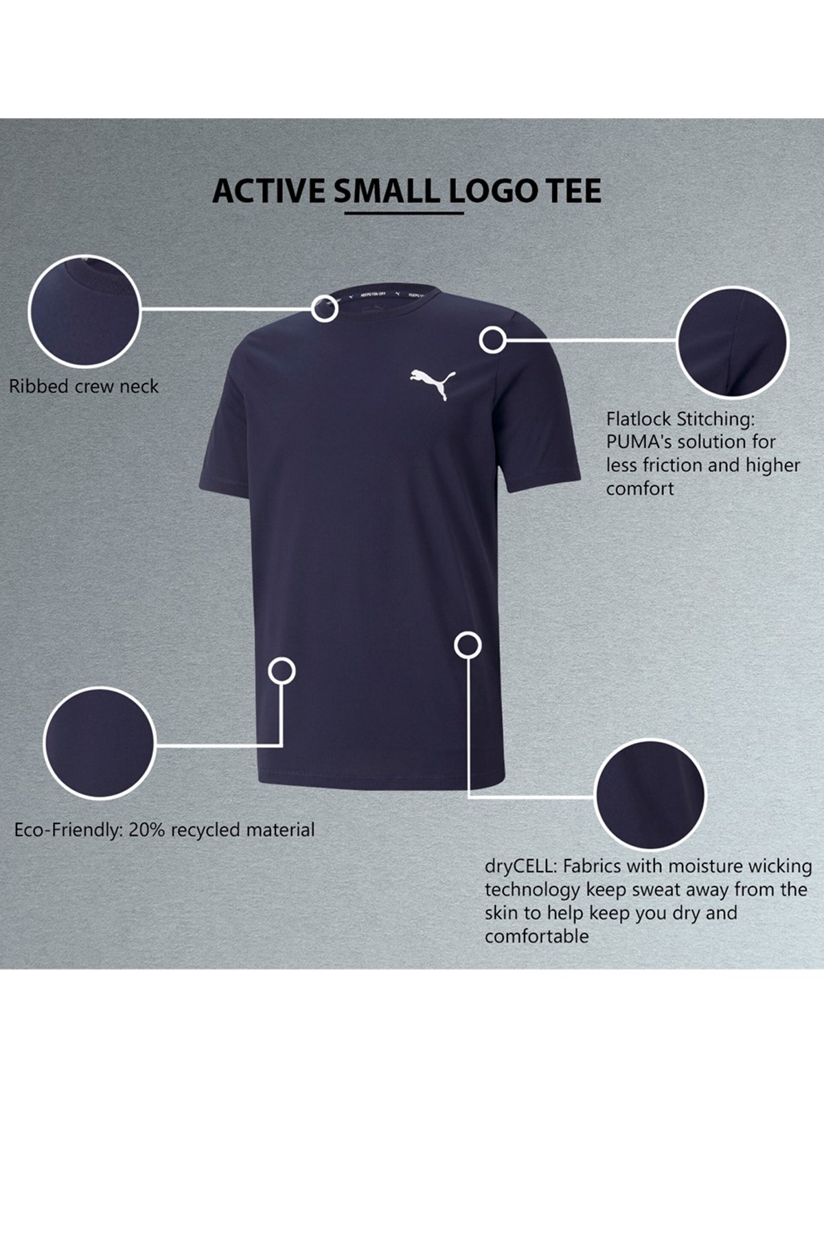 Puma Active Small Logo Erkek Tişört 58672506 Lacivert