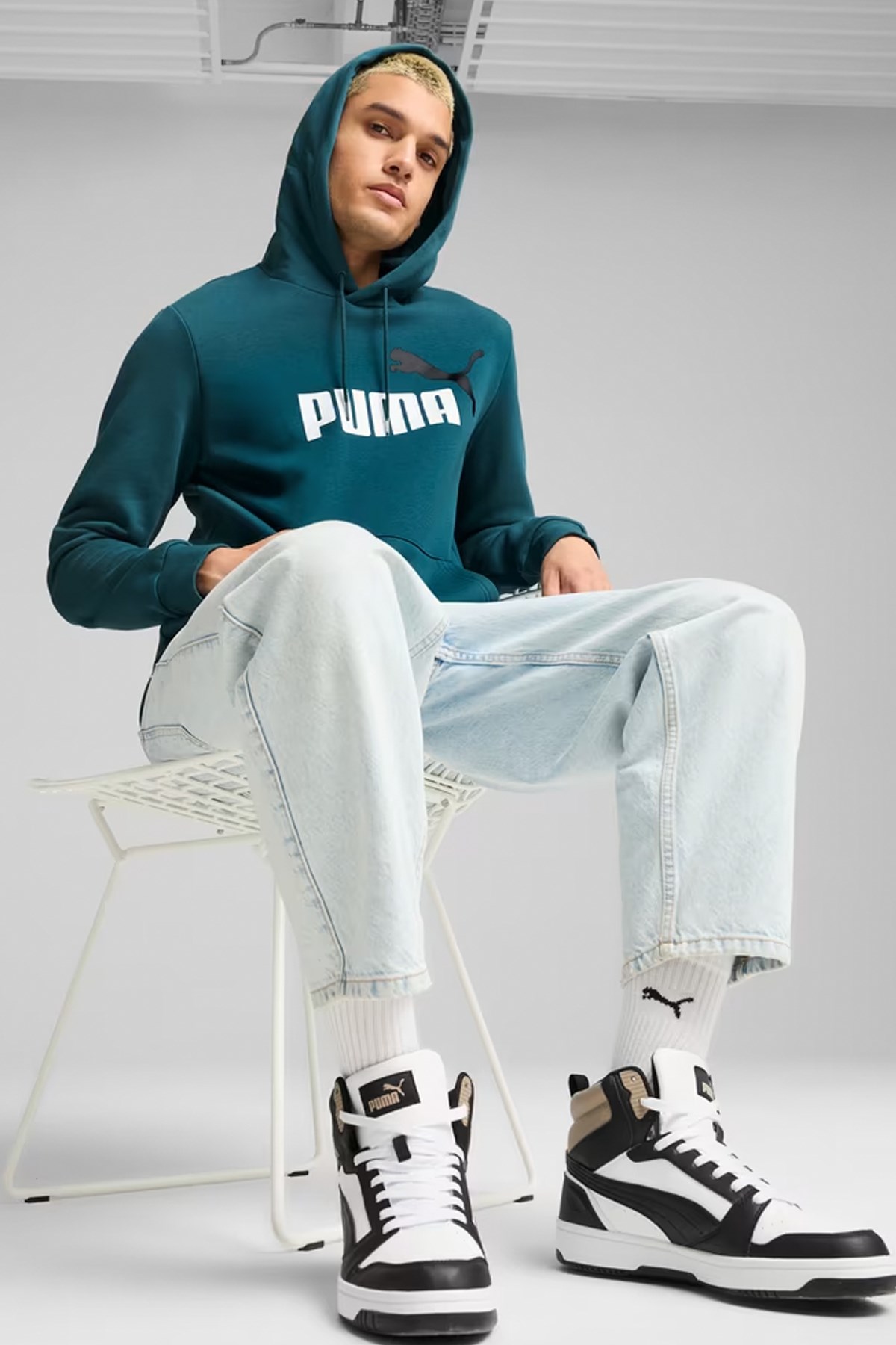 Puma Ess 2 Col Big Logo Erkek Sweatshirt 58676408 Yeşil