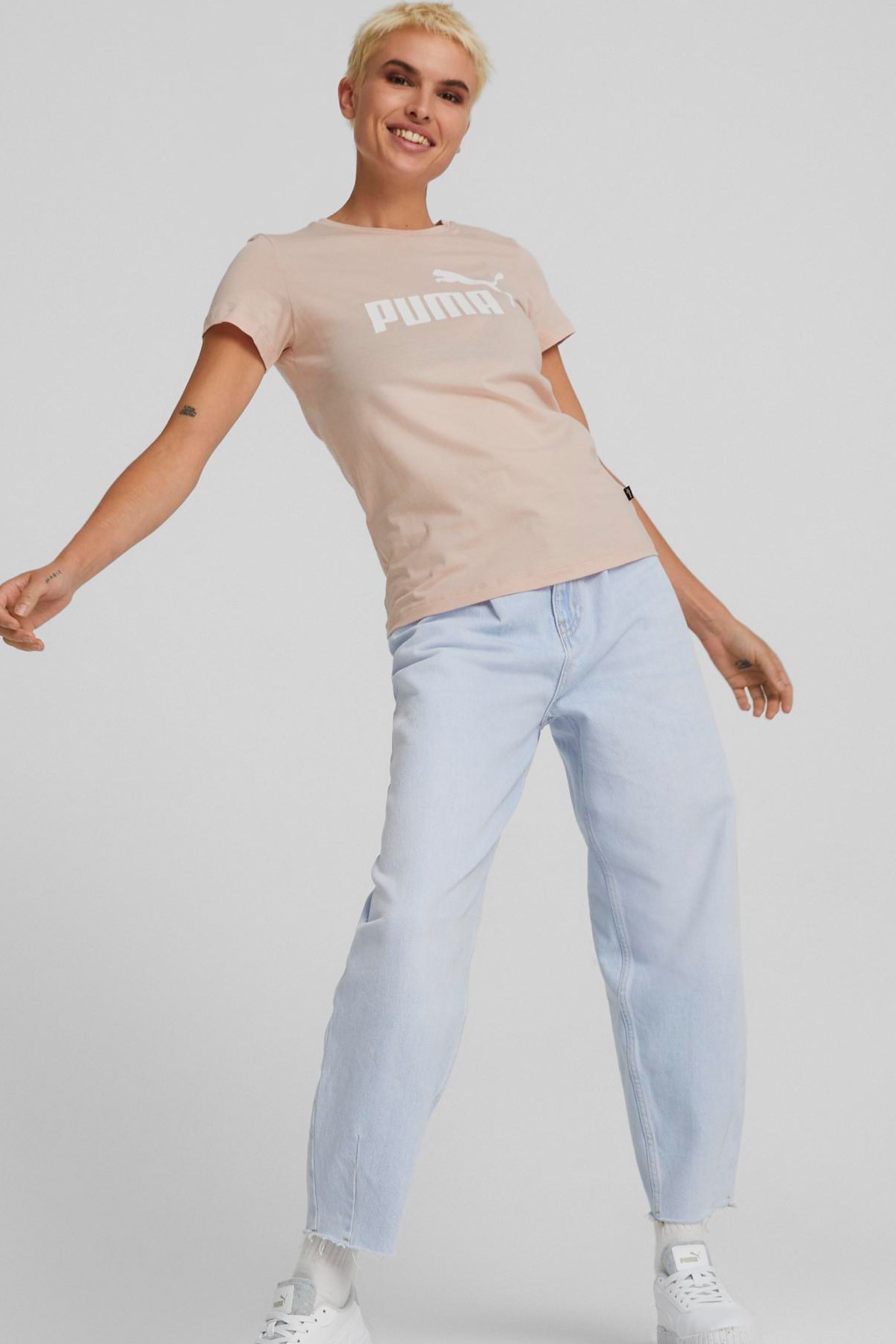 Puma Ess Logo Kadın Tişört 58677547 Pembe