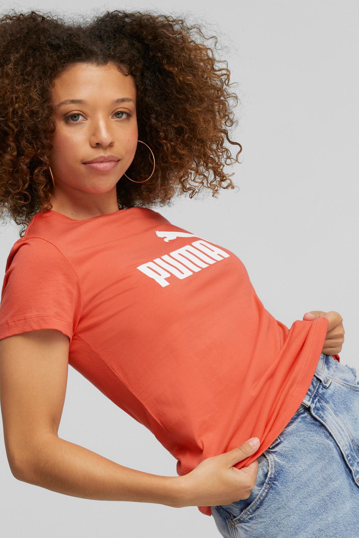 Puma Ess Logo Kadın Tişört 58677558 Turuncu