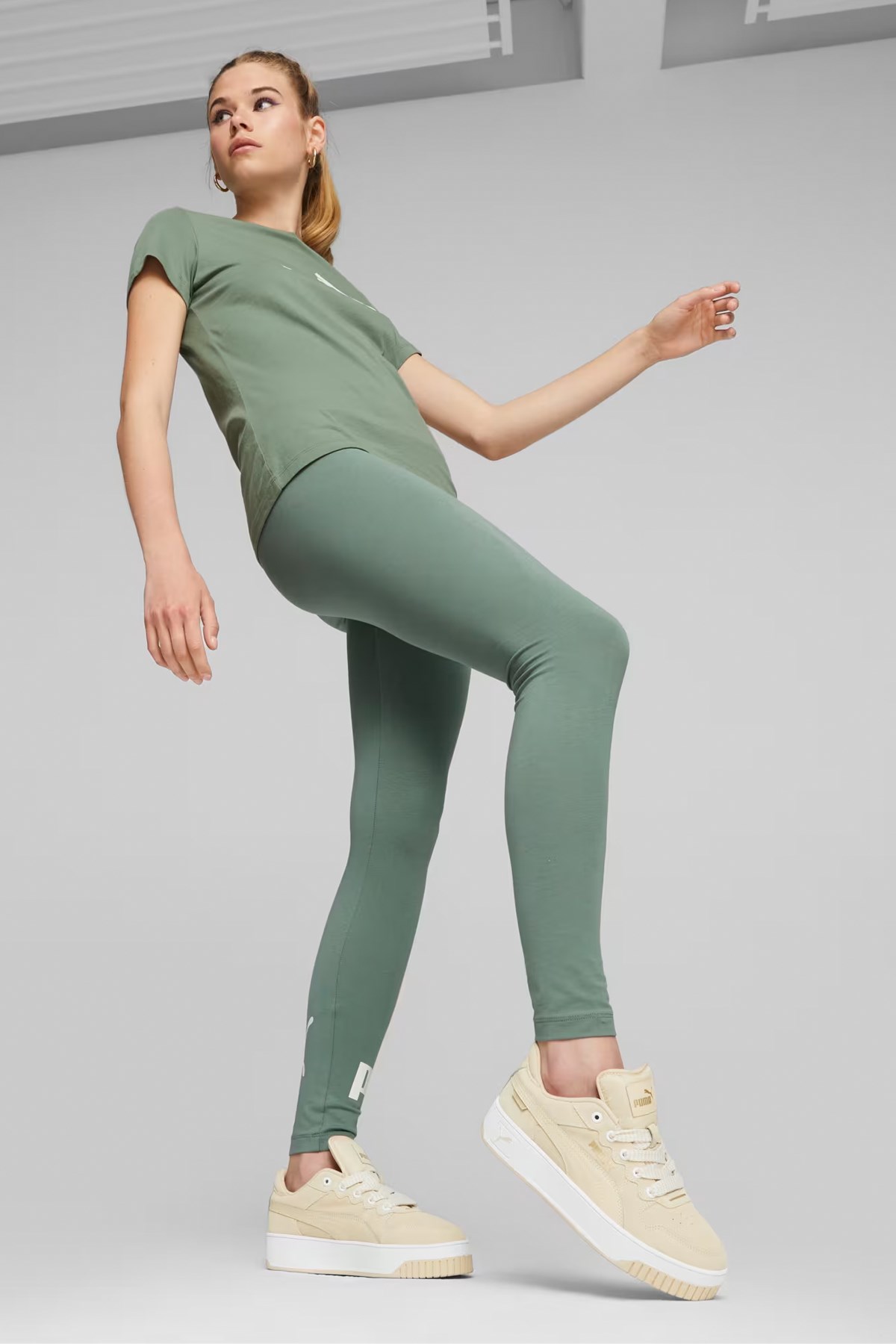 Puma Ess Logo Leggings (S) Kadın Tayt 58683448 Yeşil