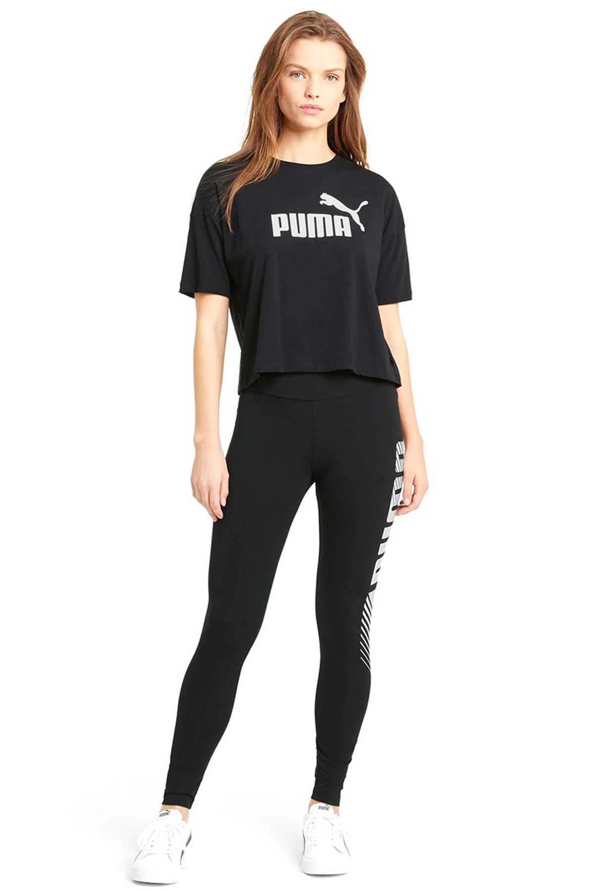 Puma ESS Cropped Logo Kadın Tişört 58686601 Siyah