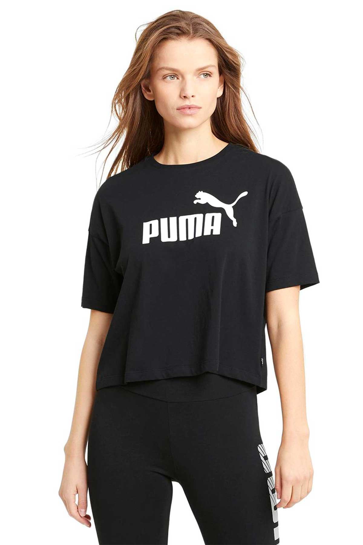 Puma ESS Cropped Logo Kadın Tişört 58686601 Siyah