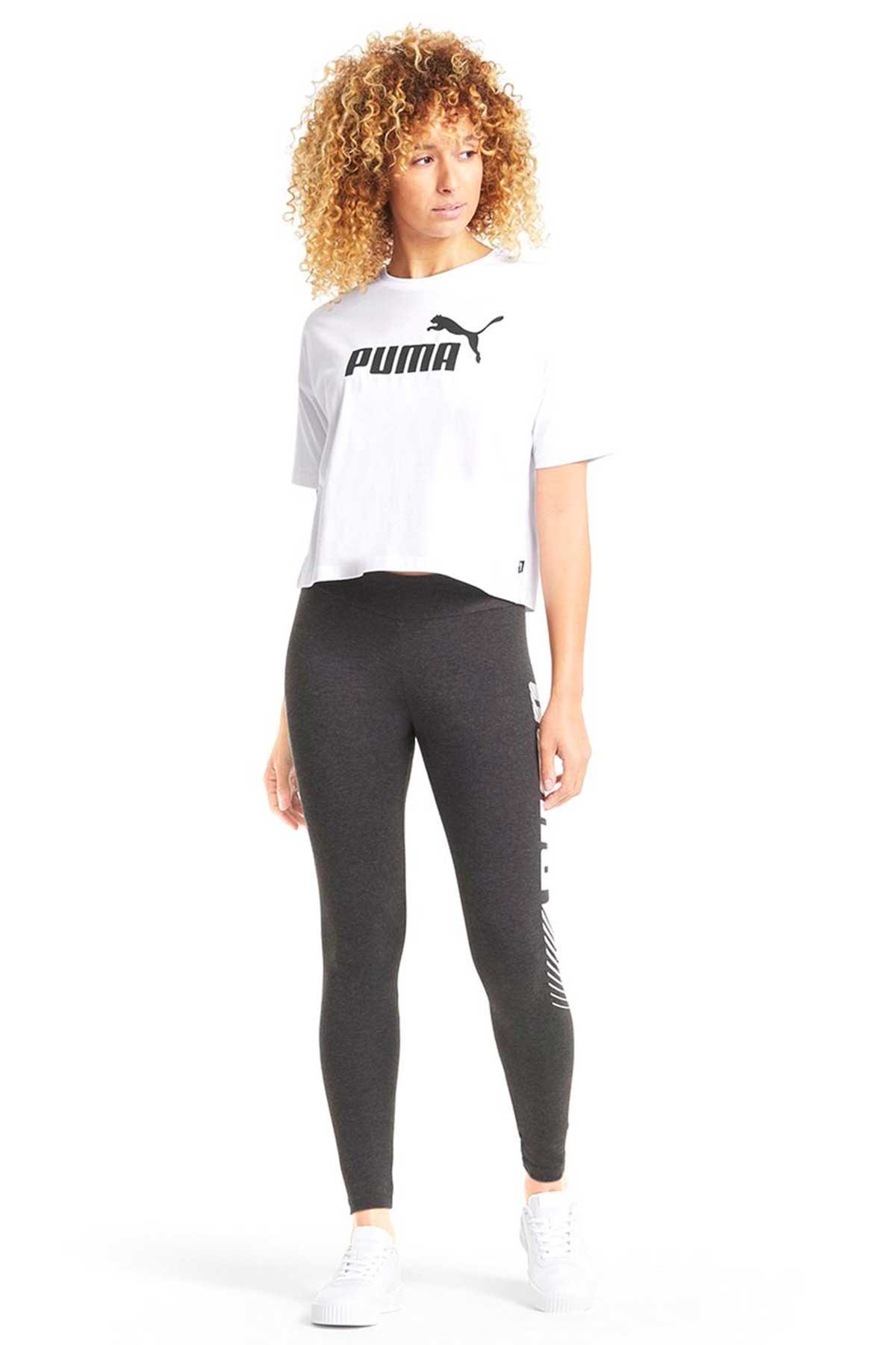 Puma ESS Cropped Logo Kadın Tişört 58686602 Beyaz