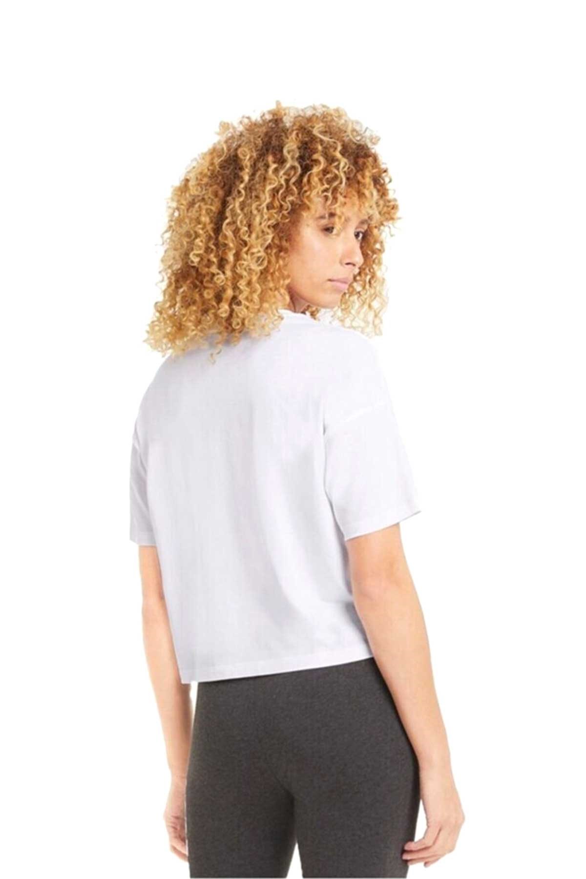 Puma ESS Cropped Logo Kadın Tişört 58686602 Beyaz