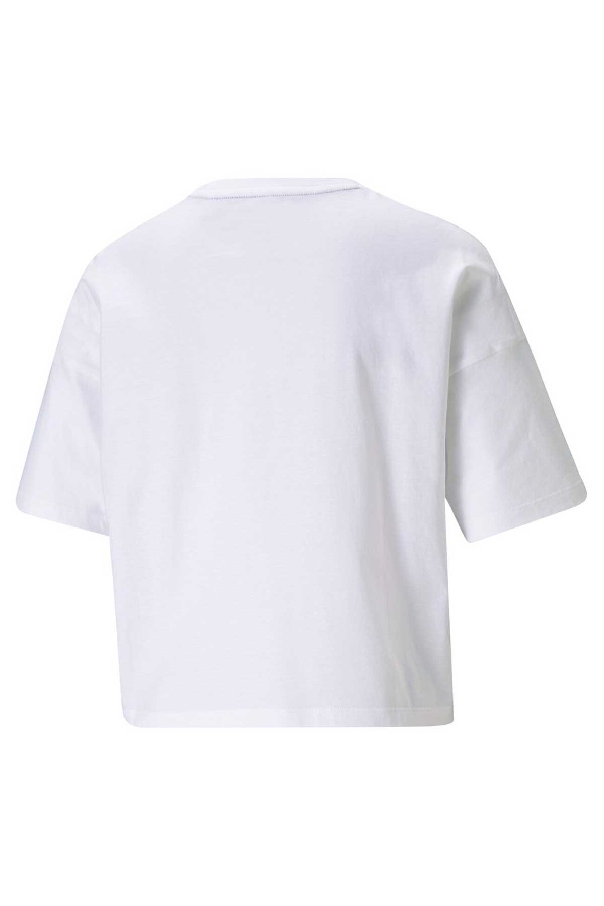 Puma ESS Cropped Logo Kadın Tişört 58686602 Beyaz