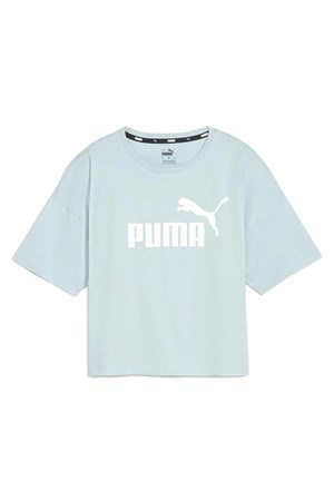 Puma Ess Cropped Logo Kadın Tişört 58686622 Mavi